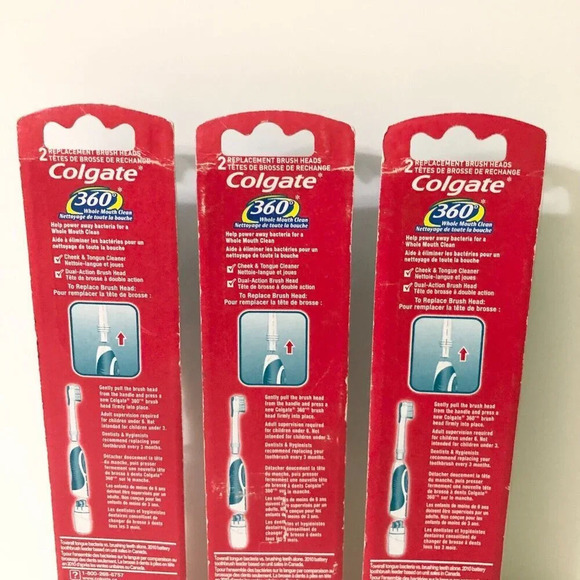 3 Packs Colgate 360 Whole Mouth Clean  Soft Replacement Heads 2 Soft 1 Med - Picture 7 of 12